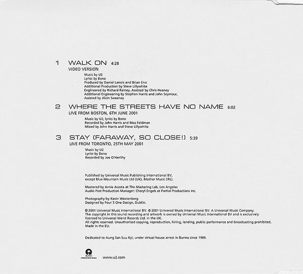 U2 : Walk On (CD, Single)