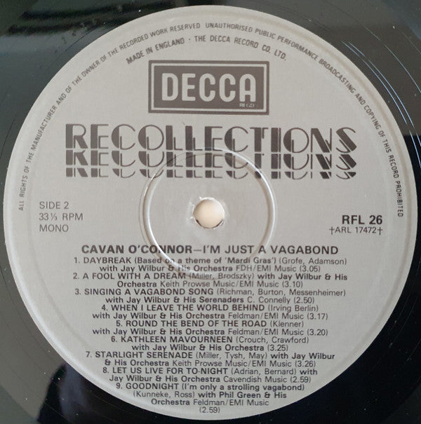 Cavan O'Connor : I'm Just A Vagabond (LP, Comp, Mono)