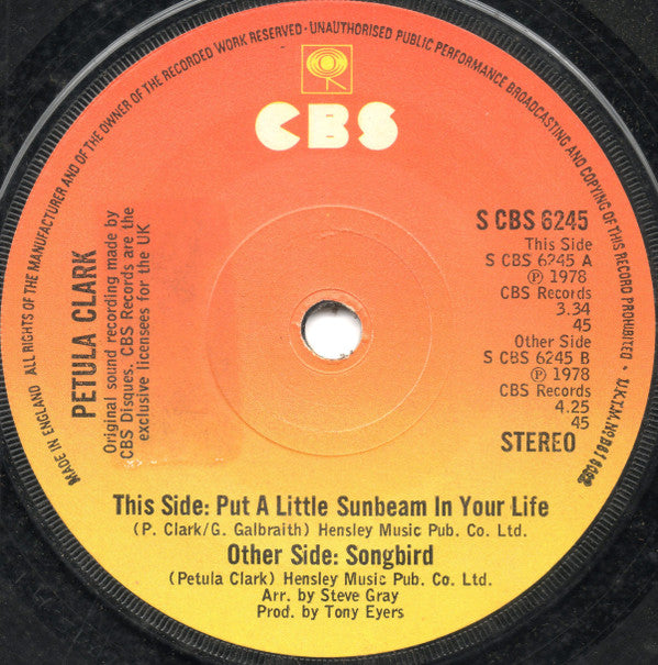 Petula Clark : Put A Little Sunbeam In Your Life (7", Single)