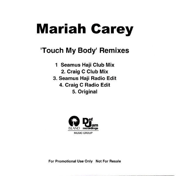 Mariah Carey : Touch My Body (Remixes) (CDr, Single, Promo)