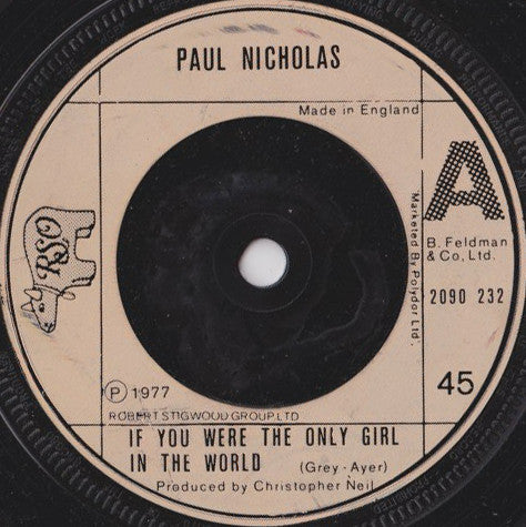 Paul Nicholas : If You Were The Only Girl In The World (7", Single)