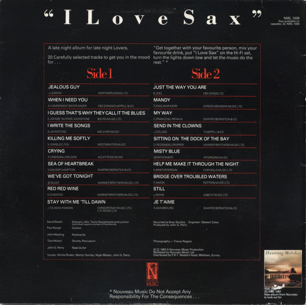 David Roach : "I Love Sax" (LP, Album, Comp)