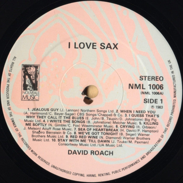 David Roach : "I Love Sax" (LP, Album, Comp)