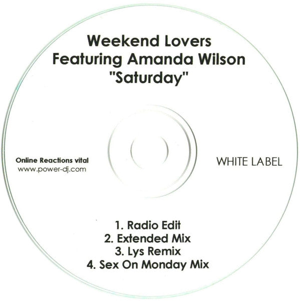 Weekend Lovers Featuring Amanda Wilson : Saturday (CDr, Single, Promo)