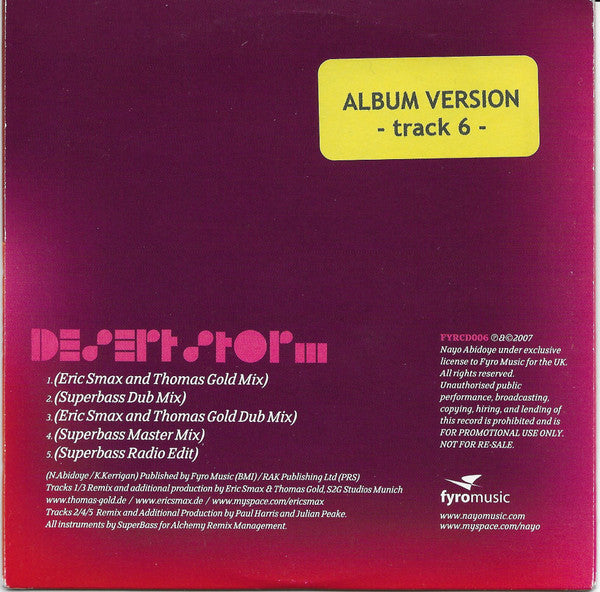 Nayo : Desert Storm (CD, Single, Promo)