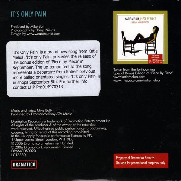 Katie Melua : It's Only Pain (CD, Single, Promo)