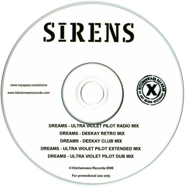 Sirens : Dreams (CD, Single, Promo)