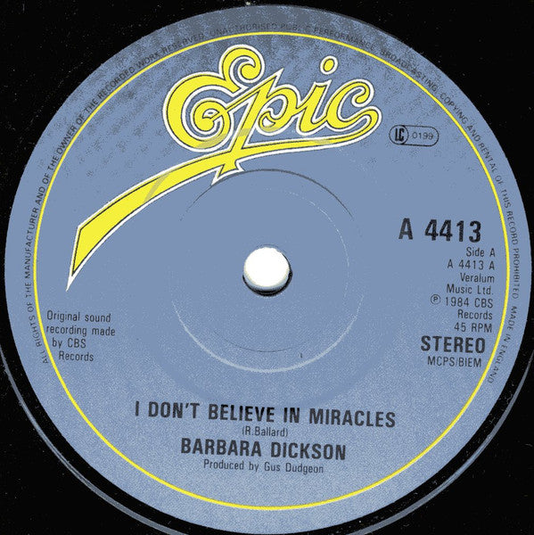 Barbara Dickson : I Don't Believe In Miracles (7")
