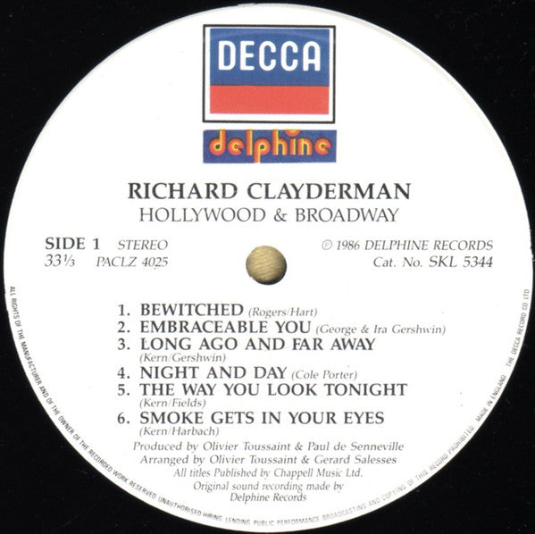 Richard Clayderman : Hollywood And Broadway (LP, Album)