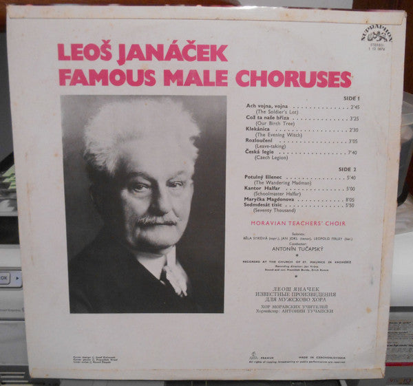 Leoš Janáček - Moravian Teacher's Choir, Antonín Tučapský : Famous Male Choruses (LP, Album)