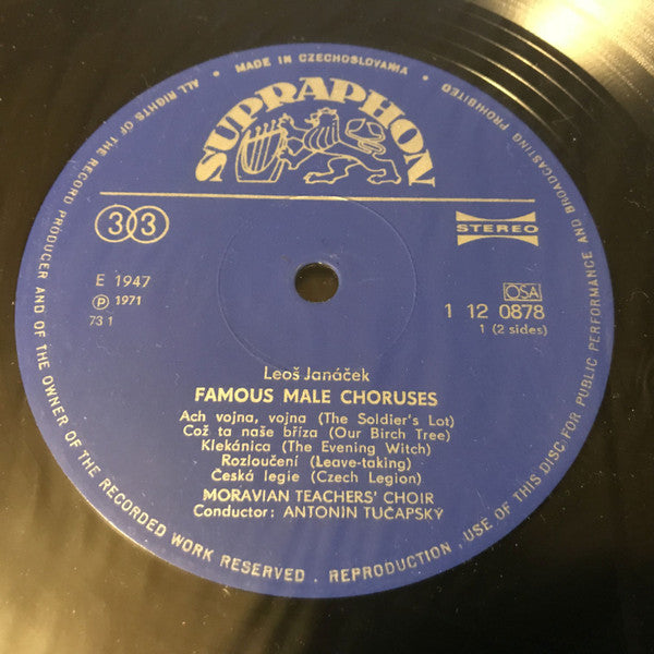 Leoš Janáček - Moravian Teacher's Choir, Antonín Tučapský : Famous Male Choruses (LP, Album)
