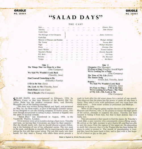 "Salad Days" Original Cast : Selection Of The Songs From Salad Days (LP, Album, Mono)