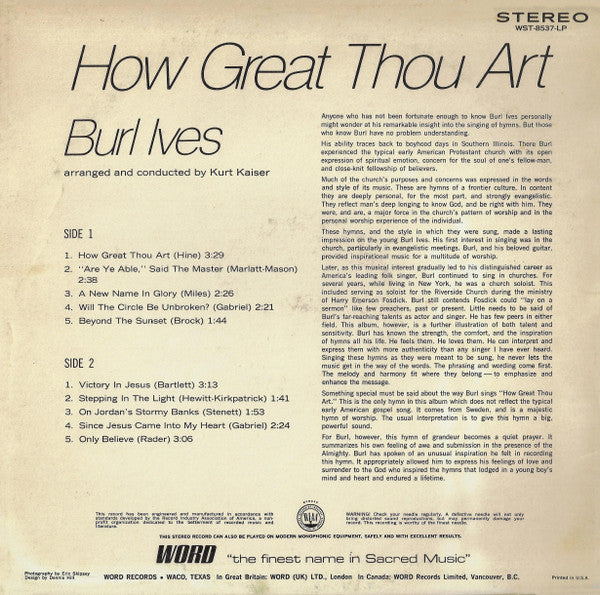 Burl Ives : How Great Thou Art (LP, Album)