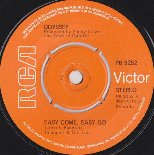 Odyssey (2) : Easy Come, Easy Go (7", Single)