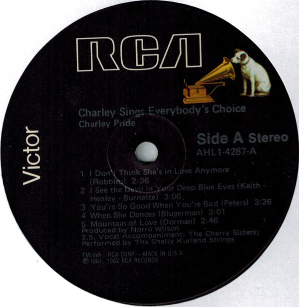 Charley Pride : Charley Sings Everybody's Choice (LP, Album, Ind)