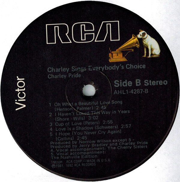 Charley Pride : Charley Sings Everybody's Choice (LP, Album, Ind)