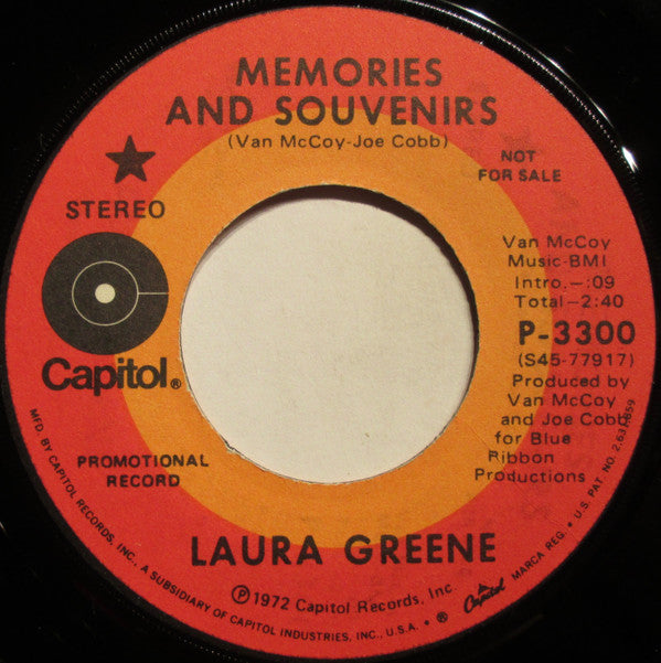Laura Greene : Memories And Souvenirs (7", Single, Promo)
