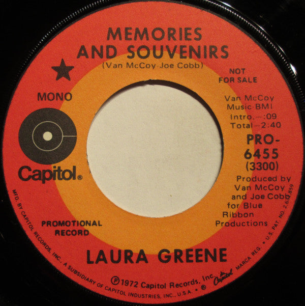 Laura Greene : Memories And Souvenirs (7", Single, Promo)