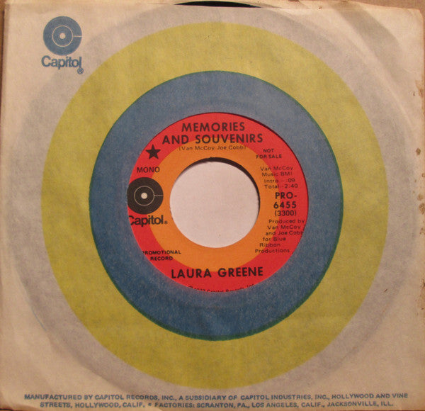 Laura Greene : Memories And Souvenirs (7", Single, Promo)