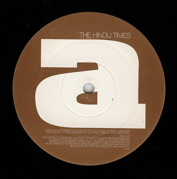 Oasis (2) : The Hindu Times (12", S/Sided, Ltd, Promo, 180)