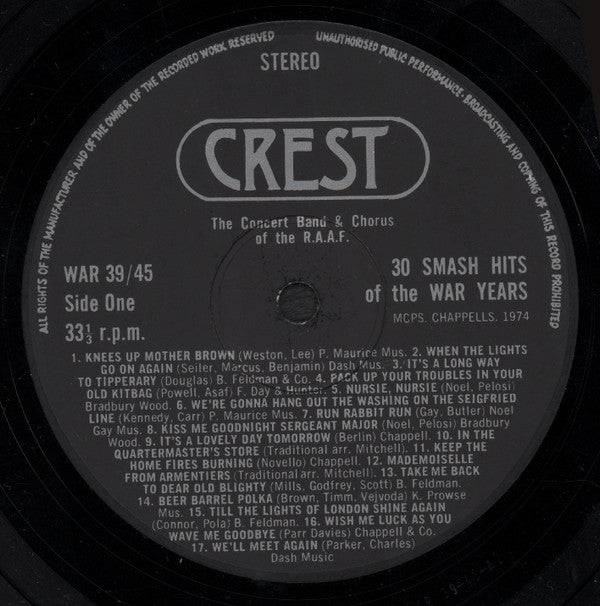 R.A.A.F. Central Band & Chorus Of The R.A.A.F. : 30 Smash Hits Of The War Years (LP, Album, Gat)
