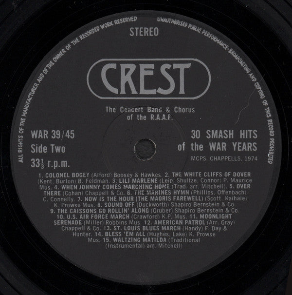 R.A.A.F. Central Band & Chorus Of The R.A.A.F. : 30 Smash Hits Of The War Years (LP, Album, Gat)