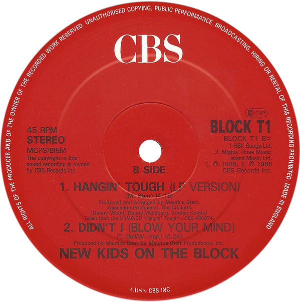 New Kids On The Block : Hangin' Tough (12", Single)