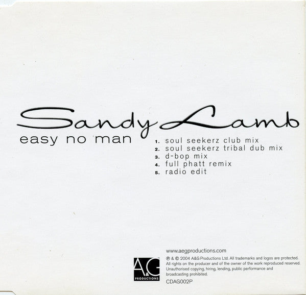 Sandy Lamb : Easy No Man (CDr, Single, Promo)