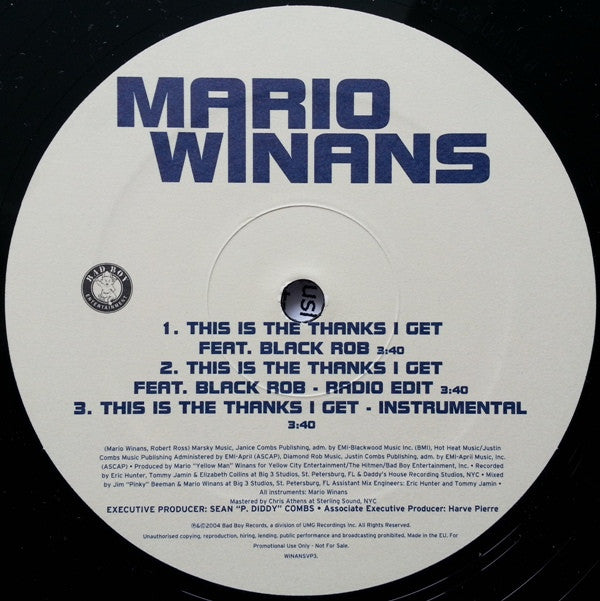 Mario Winans : Never Really Was (12", Promo)