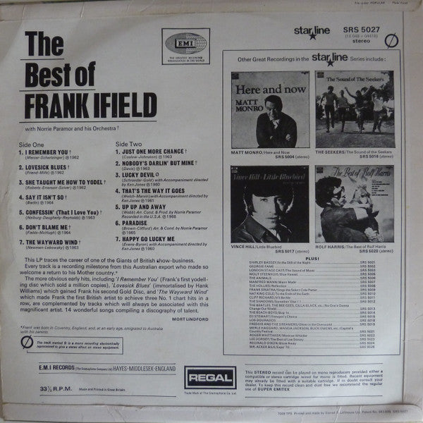Frank Ifield : The Best Of Frank Ifield (LP, Comp)