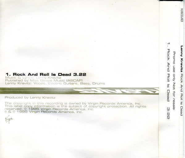 Lenny Kravitz : Rock And Roll Is Dead (CD, Single, Promo)