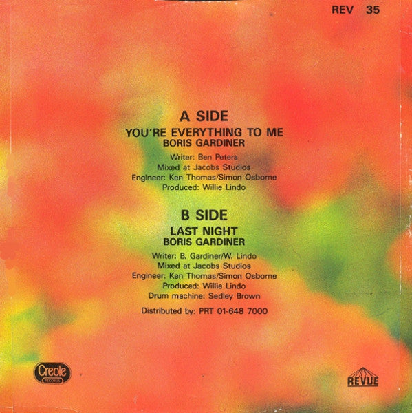 Boris Gardiner : You're Everything To Me / Last Night (12")