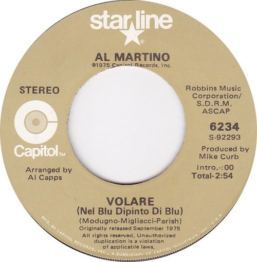 Al Martino : To The Door Of The Sun (Alle Porte Del Sol) / Volare (Nel Blu Dipinto Di Blu) (7")