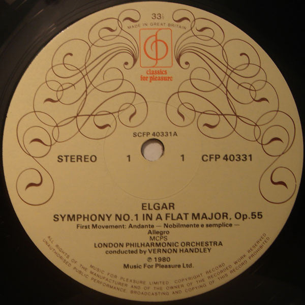 Sir Edward Elgar, London Philharmonic Orchestra, Vernon Handley : Symphony No.1 (LP)