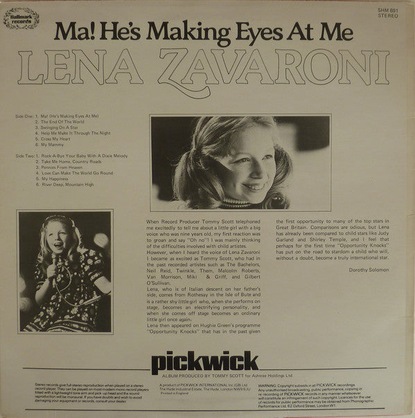 Lena Zavaroni : Ma! He's Making Eyes At Me (LP, RE)