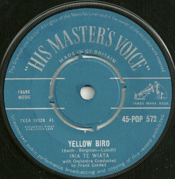 Inia Te Wiata : Yellow Bird / The Twelth Of Never (7")