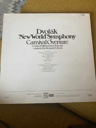 Antonín Dvořák, London Philharmonic Orchestra Conducted By Alexander Gibson : 'New World' Symphony / Carnival Overture (LP, RE)