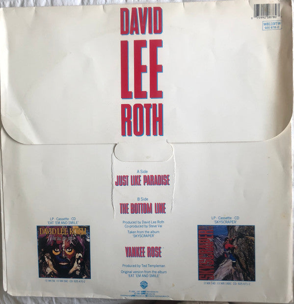 David Lee Roth : Just Like Paradise (12", Single)