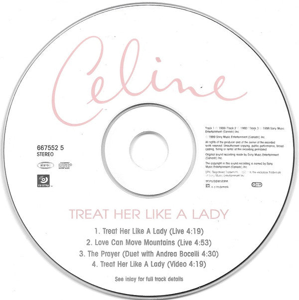 Céline Dion : Treat Her Like A Lady (CD, Single, Enh)