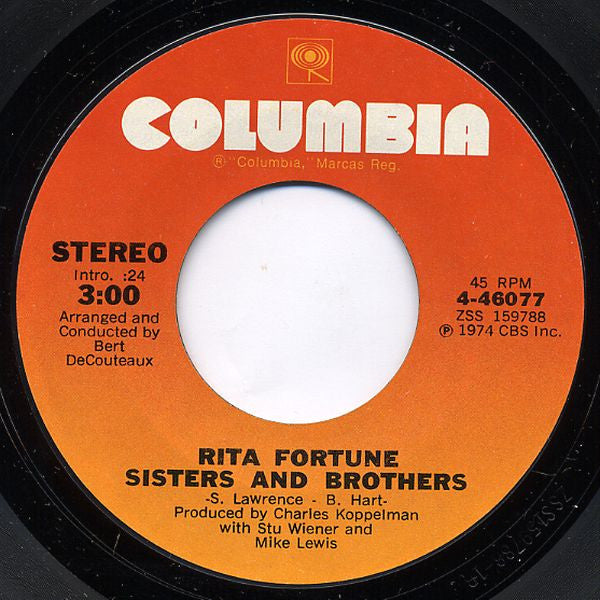 Rita Fortune : Sisters And Brothers (7", Single)