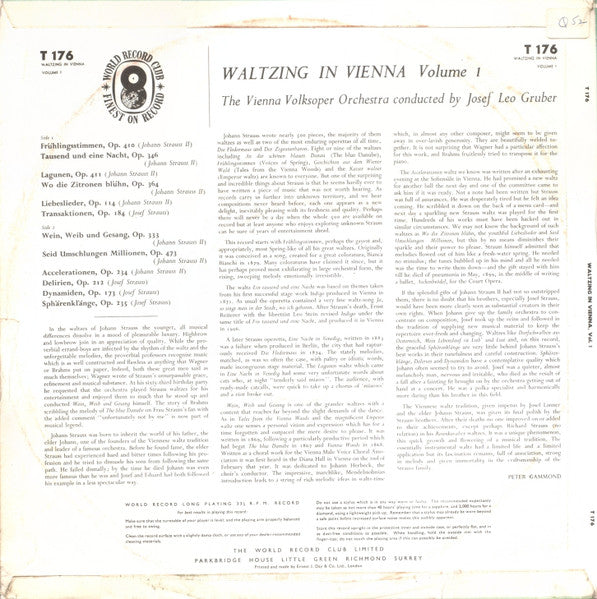 Wiener Volksopernorchester Conducted By Josef Leo Gruber : Waltzing In Vienna - Volume 1 (LP, Album)