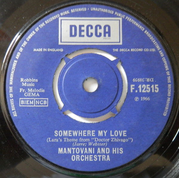 Mantovani And His Orchestra : Games That Lovers Play (7")