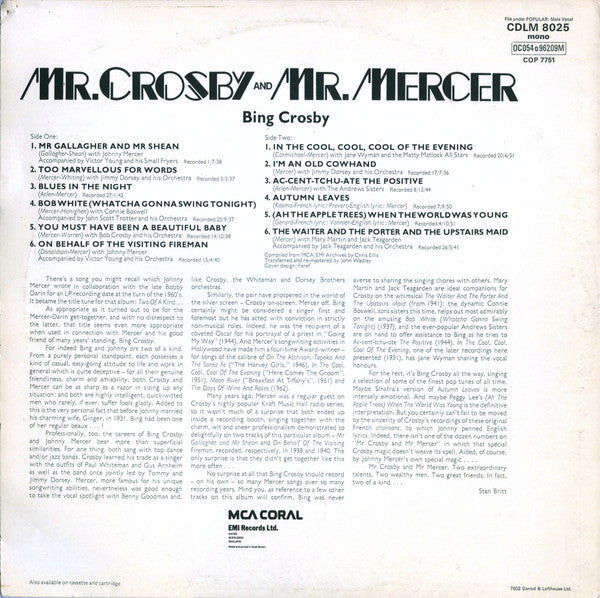 Bing Crosby : Mr. Crosby And Mr. Mercer (LP, Comp, Mono)