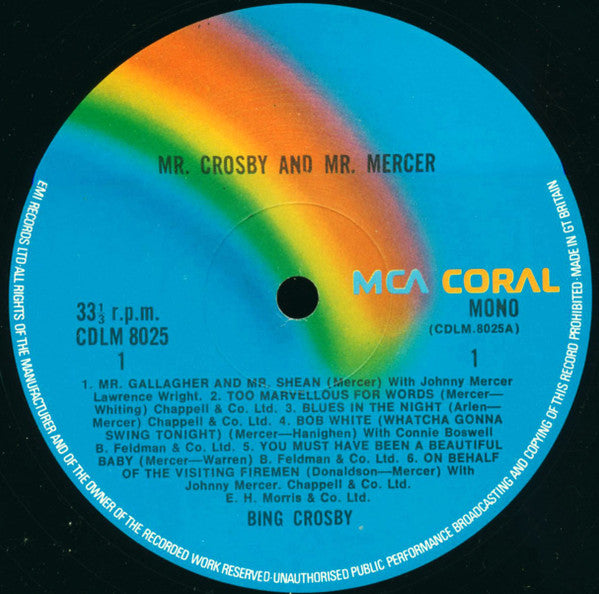 Bing Crosby : Mr. Crosby And Mr. Mercer (LP, Comp, Mono)