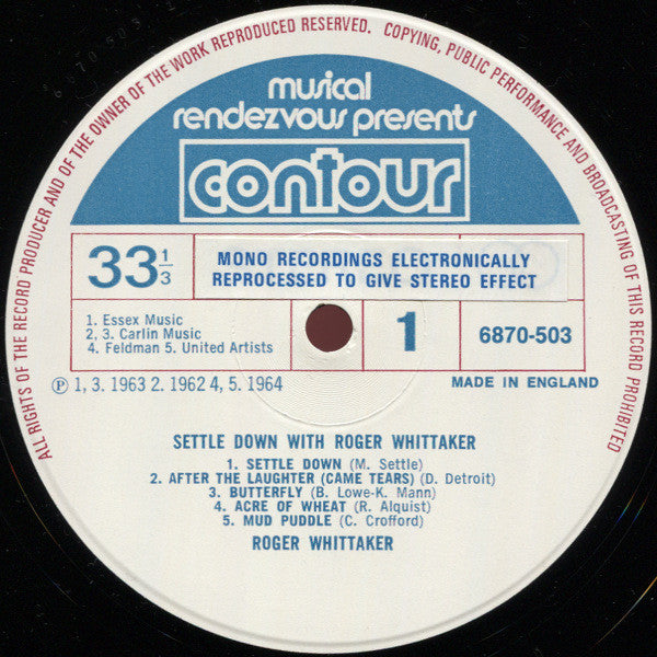 Roger Whittaker : Settle Down With Roger Whittaker (LP, Comp)