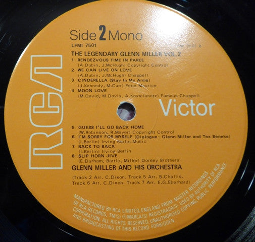 Glenn Miller And His Orchestra : The Legendary Glenn Miller Vol.2 (LP, Comp, Mono)