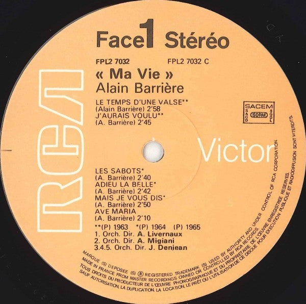 Alain Barrière : Alain Barrière (2xLP, Comp, RE)