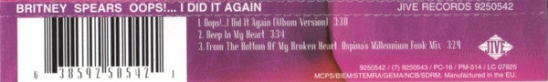 Britney Spears : Oops!...I Did It Again (CD, Single)