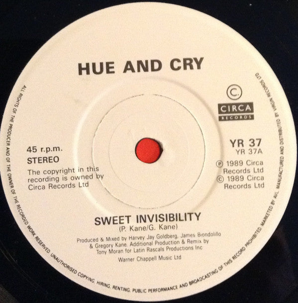 Hue & Cry : Sweet Invisibility (7", Single)