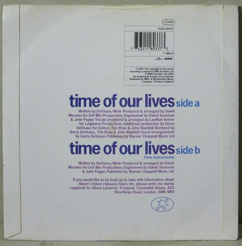 Alison Limerick : Time Of Our Lives (7")